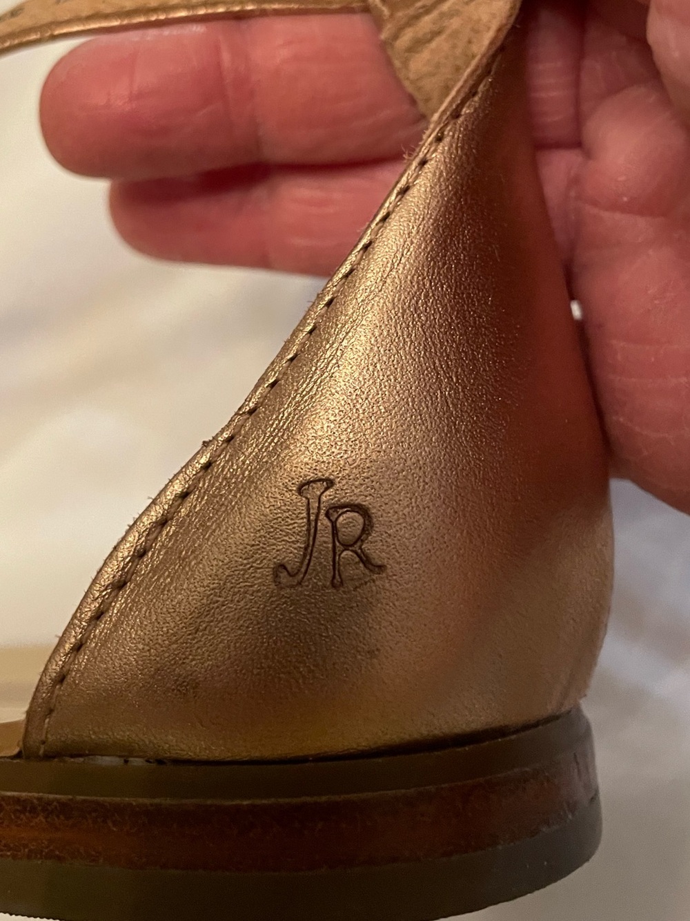 Jack Rodger’s ankle strap sandal metallic